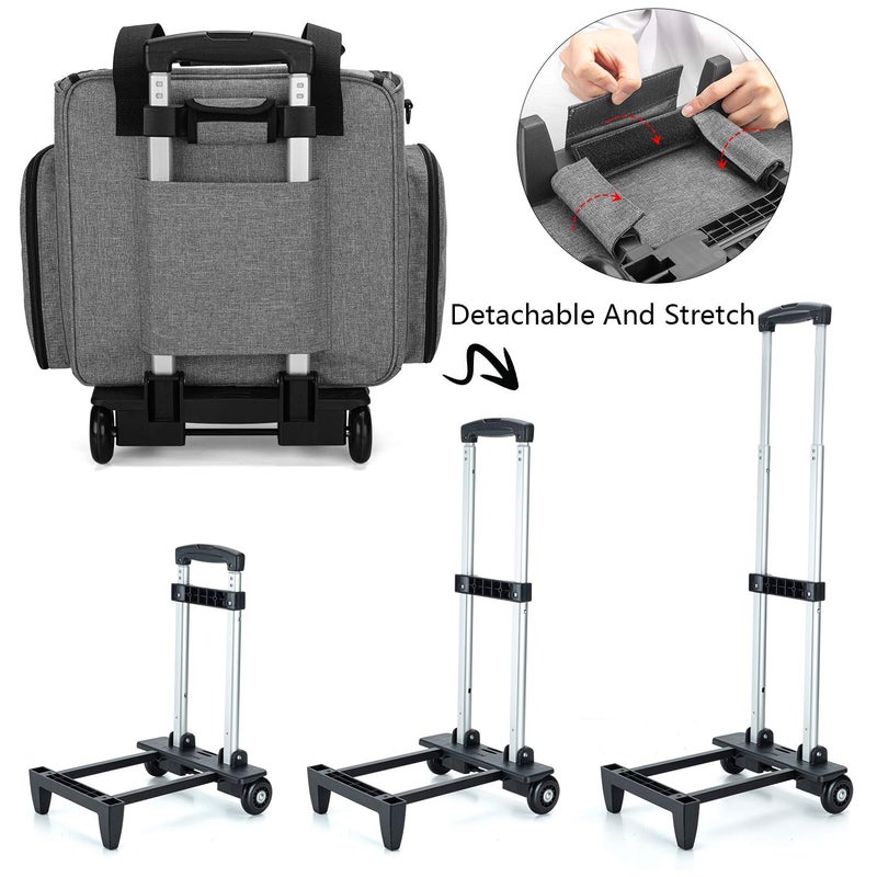 LUXJA Serger Case with Detachable Dolly, Bag with Removable Padding Pad (Fit for Most Standard Machines), Gray - Image 4